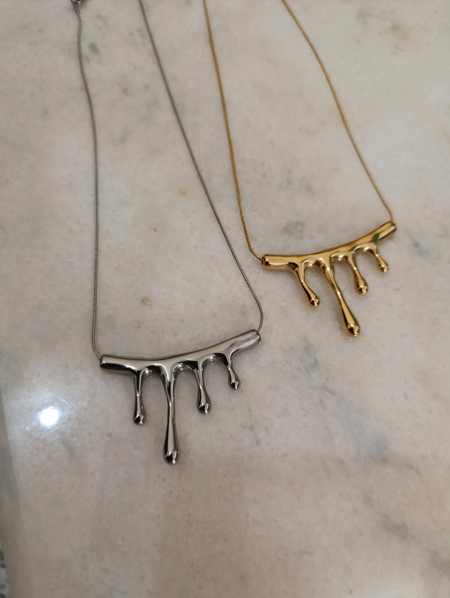 Ατσάλινα κολιέ λιωμένη μπάρα!